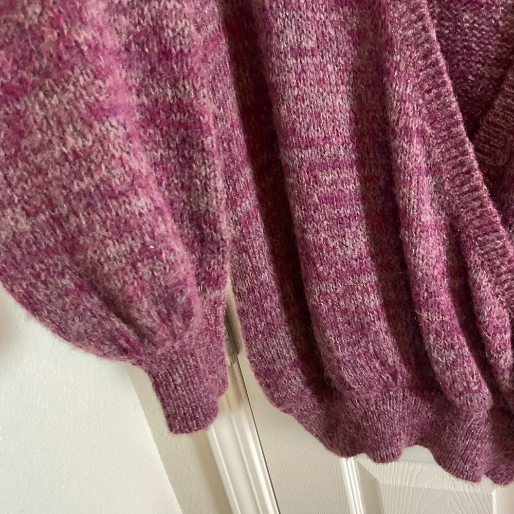 NWT Free People Karina Faux Wrap Sweater Berry Mela Purple XS Oversized